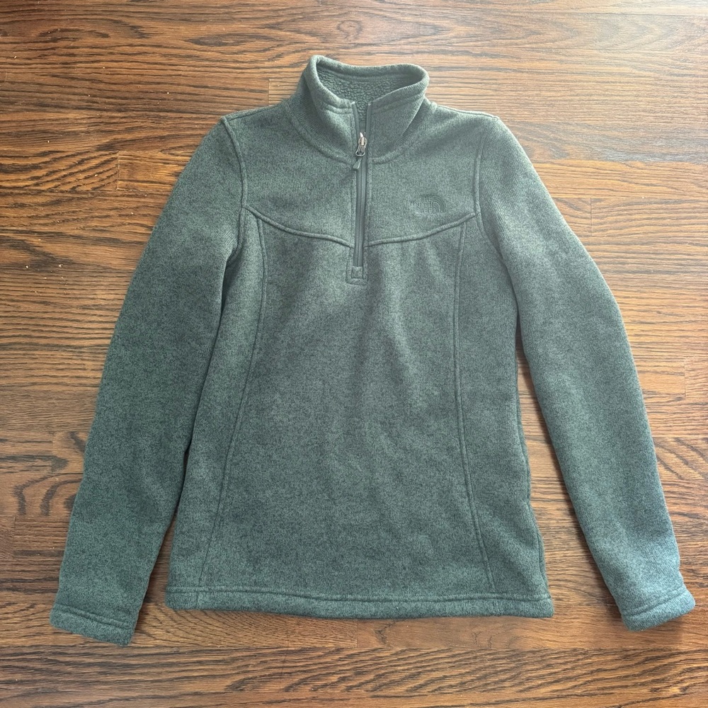 The North Face Olive Fleece Jacket Quarter Zip